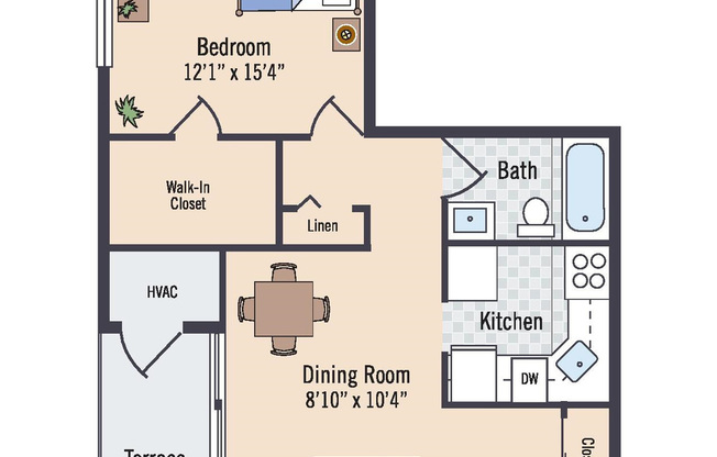 1 bed, 1 bath, 650 sqft, $1,762