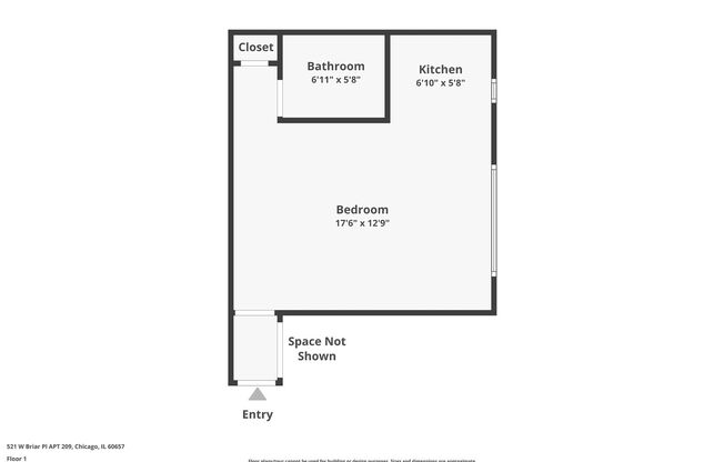 Studio, 1 bath, 390 sqft, $1,400, Unit 521-209