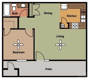 1 bed, 1 bath, 668 sqft, $914