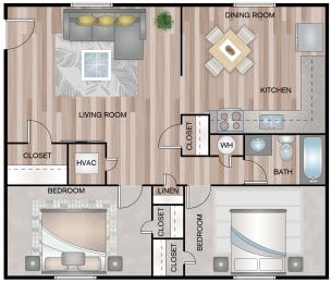 2 beds, 1 bath, 789 sqft, $1,125