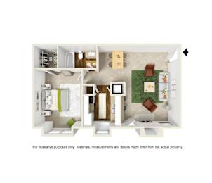 1 bed, 1 bath, 575 sqft, $961