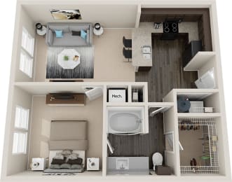 1 bed, 1 bath, 755 sqft, $1,241