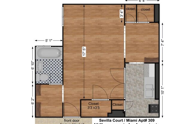 Studio, 1 bath, 400 sqft, $825, Unit 309