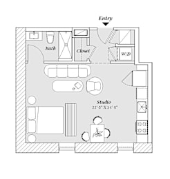 Studio, 1 bath, 549 sqft, $1,235