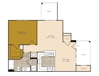 1 bed, 1 bath, 896 sqft, $2,180