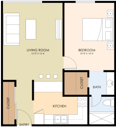 1 bed, 1 bath, 545 sqft, $2,400