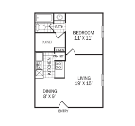 1 bed, 1 bath, 553 sqft, $703