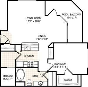 1 bed, 1 bath, 850 sqft, $1,496