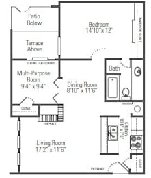 1 bed, 1 bath, 837 sqft, $899