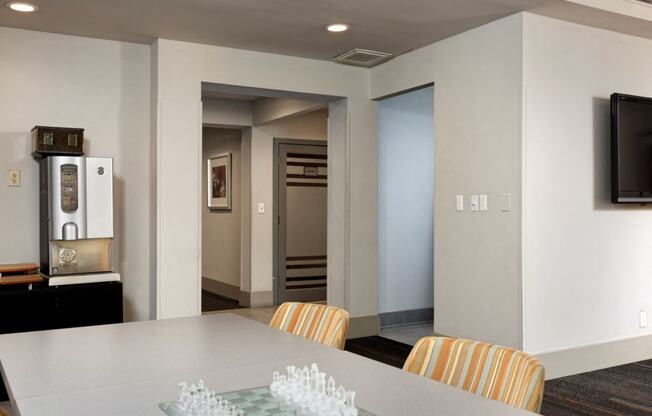 Club room with games, entertainment and coffee machine at Lenox Club, Arlington, VA