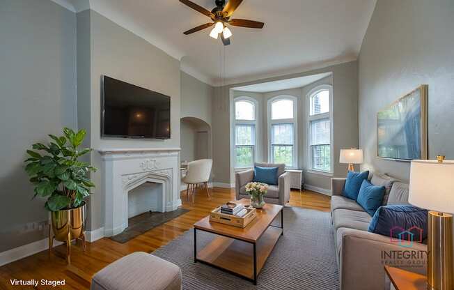 An example of a furnished Lewis Manor living room.