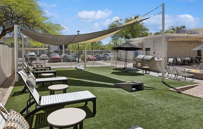 Outdoor Corn Hole Area at Ridgeline Apartments in Tucson, AZ.