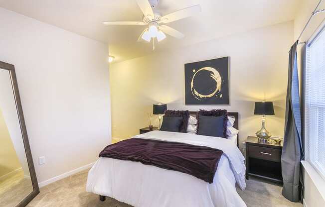 Master Bedroom with Lighted Ceiling Fan at Aventura at Forest Park, Missouri, 63110