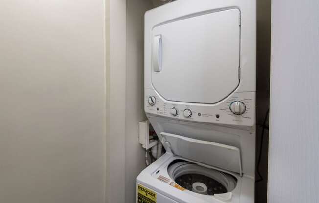 This is a photo of thestackable washer/dryer in the 1004 square foot, 2 bedroom/1 bath Townhome floor plan at Colonial Ridge Apartments in the Pleasant Ridge neighborhood of Cincinnati, OH.