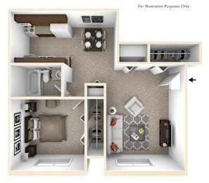 1 bed, 1 bath, 598 sqft, $989