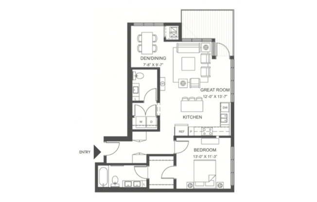 1 bed, 1 bath, 958 sqft, $1,995, Unit 508