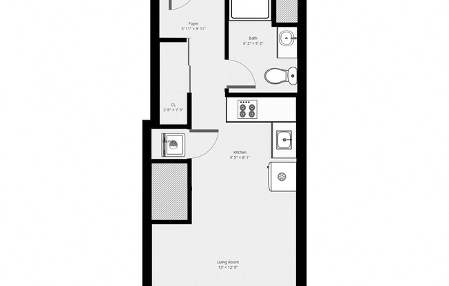 Studio, 1 bath, $2,195