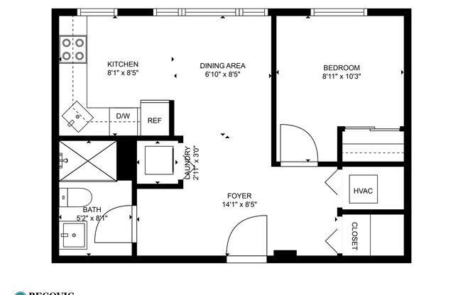 1 bed, 1 bath, 373 sqft, $1,750, Unit 503