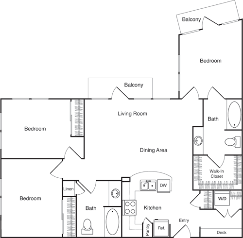 3 beds, 2 baths, 1,219 sqft, $4,311, Unit 325