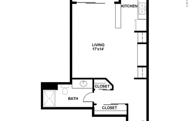 Studio, 1 bath, 514 sqft, $820