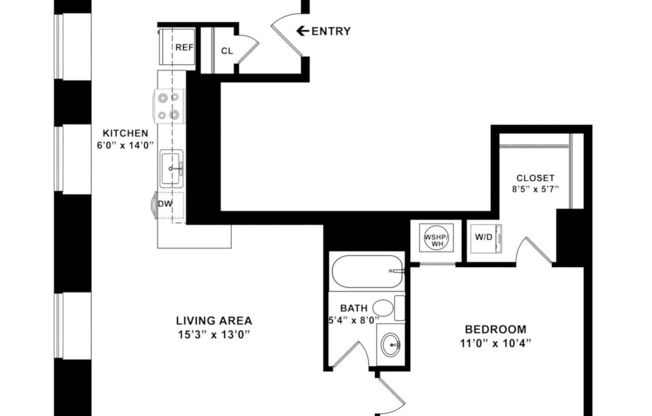 1 bed, 1 bath, 657 sqft, $1,690