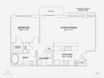 1 bed, 1 bath, 787 sqft, $1,487