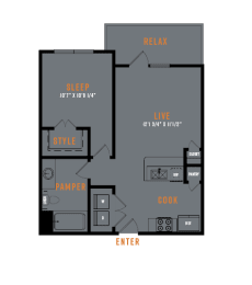 1 bed, 1 bath, 637 sqft, $1,464