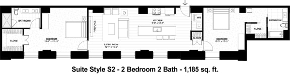 2 beds, 2 baths, 1,185 sqft, $2,167