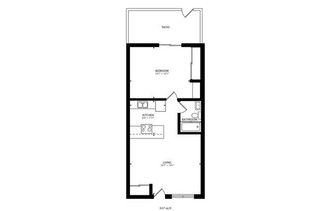 1 bed, 1 bath, 561 sqft, $2,045, Unit 22