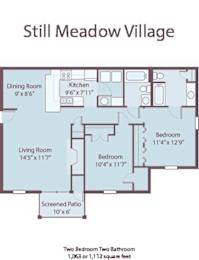 2 beds, 2 baths, 1,063 sqft, $1,455