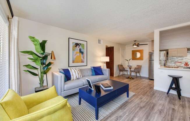 Living Room with Hardwood Inspired Flooring at Canyon Terrace Apartments, California