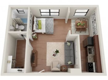 Studio, 1 bath, 450 sqft, $872