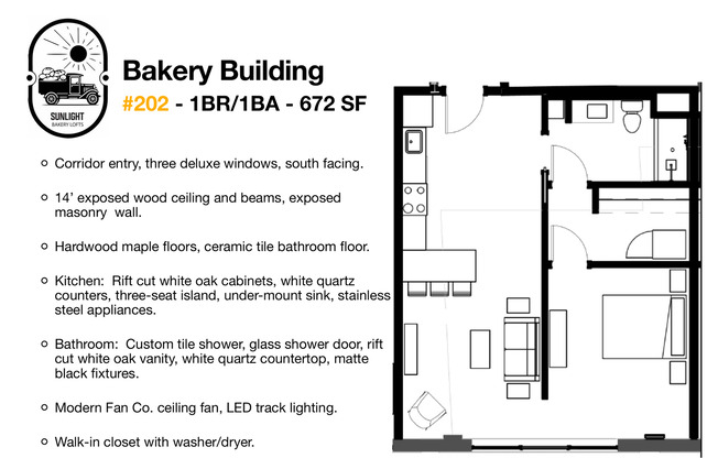 1 bed, 1 bath, 526 sqft, $1,225, Unit 202