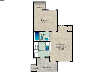 1 bed, 1 bath, 517 sqft, $983