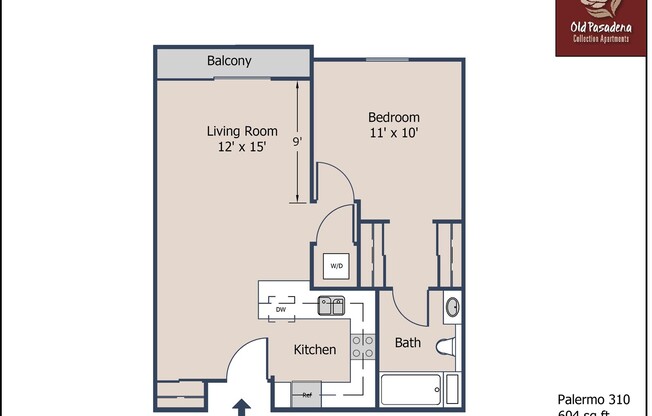 1 bed, 1 bath, 604 sqft, $2,665, Unit 310 P