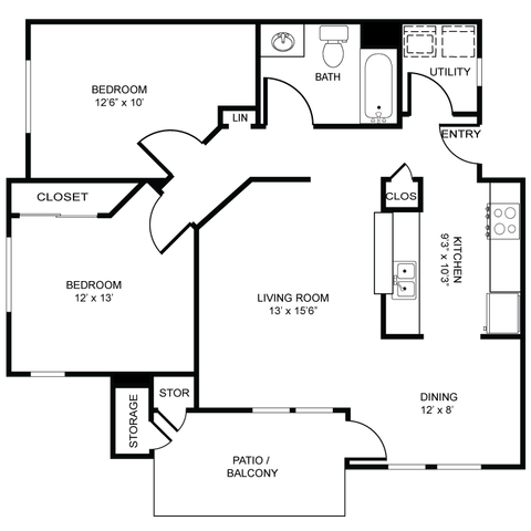 2 beds, 1 bath, 933 sqft, $2,555