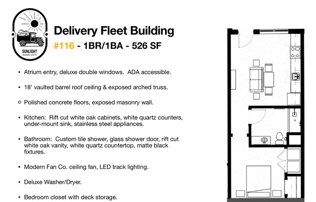 1 bed, 1 bath, 526 sqft, $1,045, Unit 116