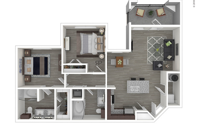 2 beds, 2 baths, 950 sqft, $1,501