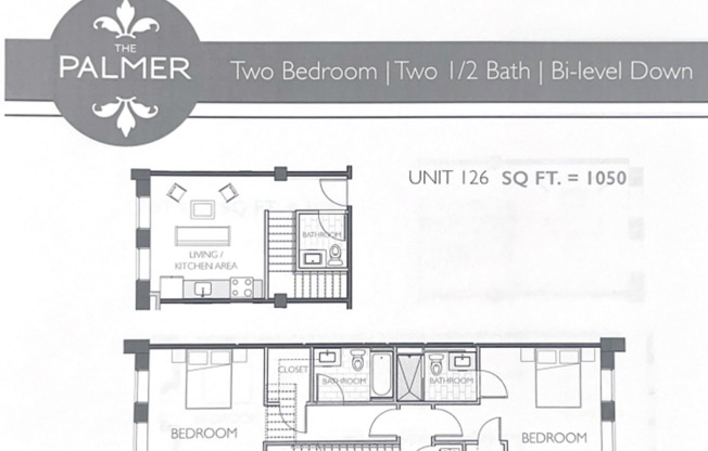 2 beds, 2.5 baths, 1,050 sqft, $2,211, Unit 126