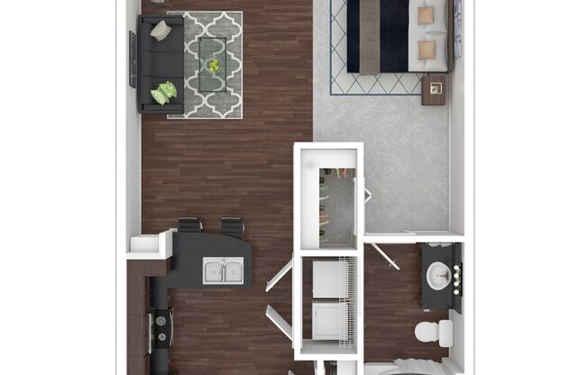 Studio, 1 bath, 602 sqft, $1,209