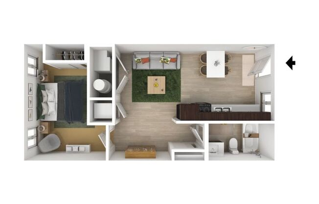 1 bed, 1 bath, 550 sqft, $1,050, Unit A-108