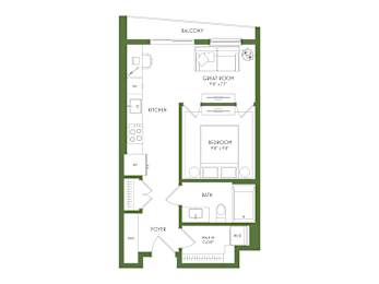 1 bed, 1 bath, 533 sqft, $1,350