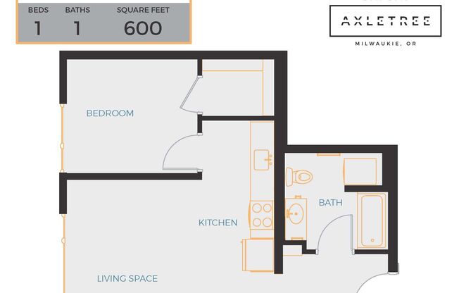 1 bed, 1 bath, 600 sqft, $1,605, Unit 403