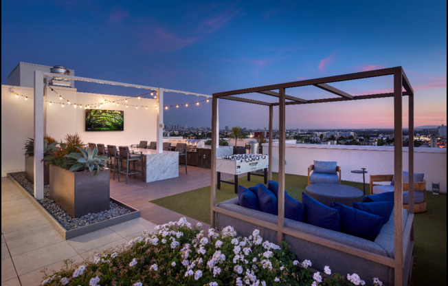 Enjoy an evening on our rooftop terrace with stunning views, lounge areas, and alfresco dining areas