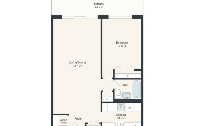 1 bed, 1 bath, 663 sqft, $1,362