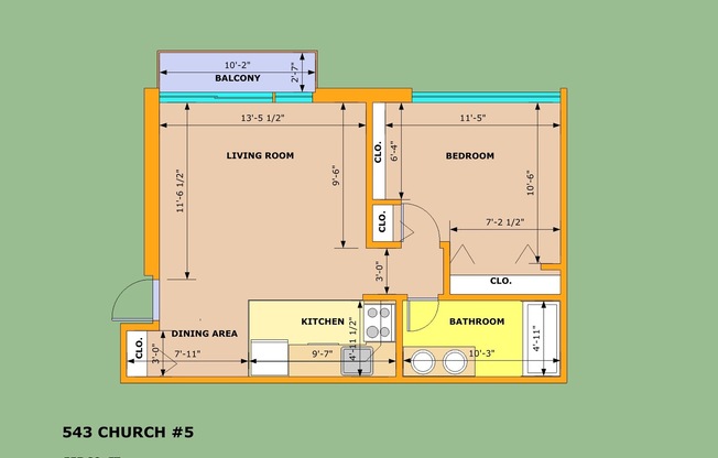 1 bed, 1 bath, 557 sqft, $1,800, Unit 08