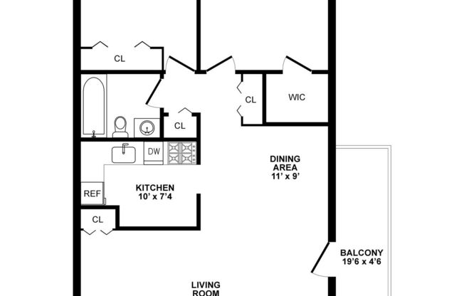 2 beds, 1 bath, 836 sqft, $1,850