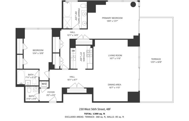2 beds, 2.5 baths, 1,477 sqft, $13,000, Unit 48F