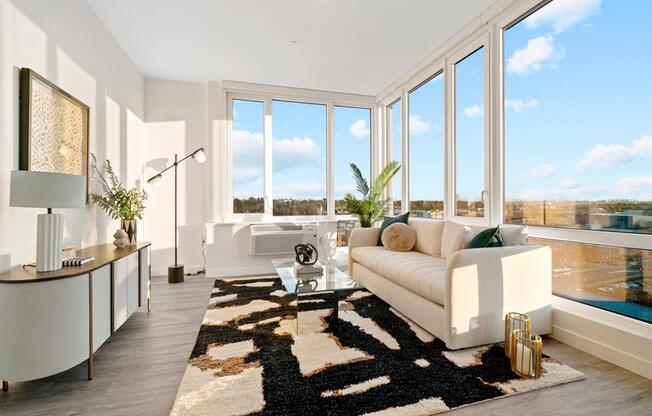 Floor-to-ceiling panoramic windows at The Brick of Hackensack, New Jersey, 07601