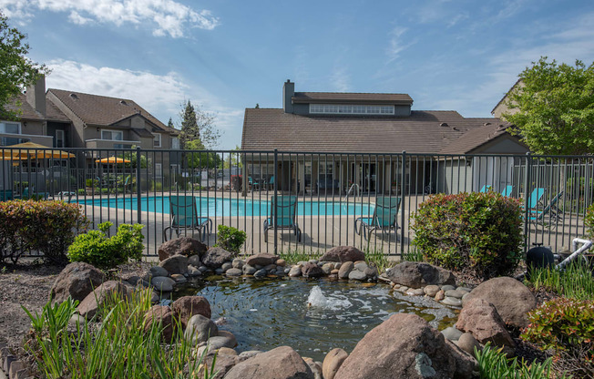 Canterbury Downs swimming pool fence and fountain, Roseville, CA, 95678